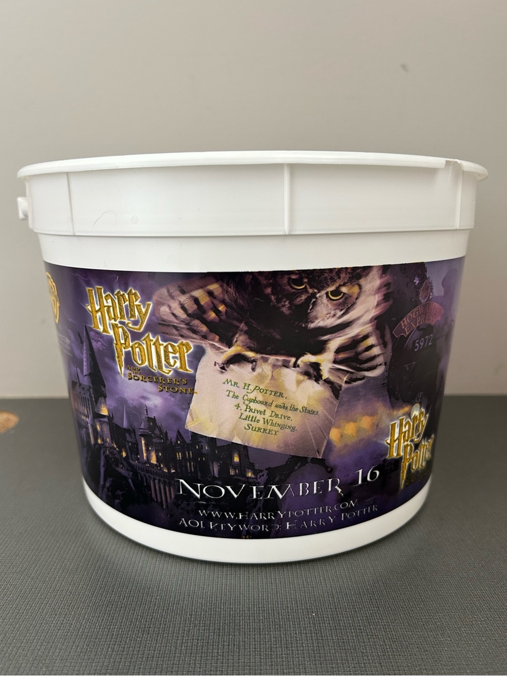 Vintage 2001 Harry Potter and the Sorcerer’s Stone Film Movie Popcorn Bucket